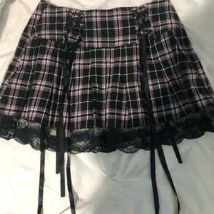 Black and Pink Plaid Skirt